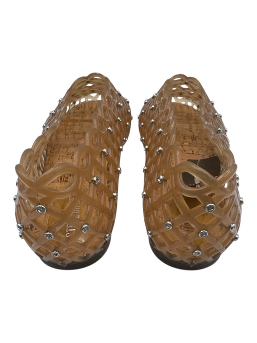 Steve Madden Clear & Beige Rubber Cork Rhinestone Flats Clear & Beige