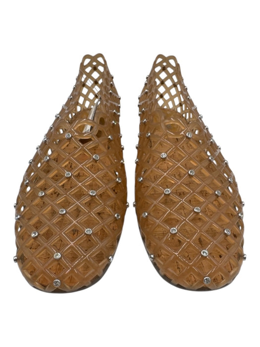 Steve Madden Clear & Beige Rubber Cork Rhinestone Flats Clear & Beige