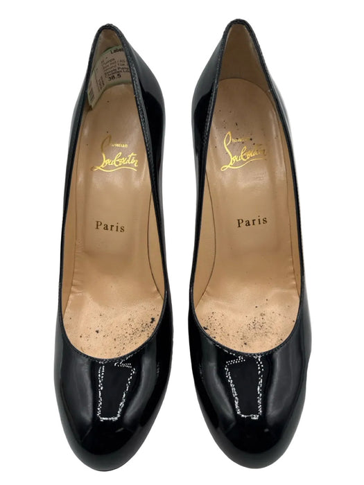 Christian Louboutin Shoe Size 38.5 Black Patent Leather Almond Toe Pumps