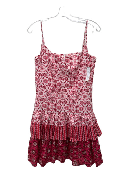 Cara Cara Size S/M red, pink, white Cotton Floral Ruffle Hem Mini Dress red, pink, white / S/M