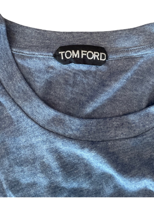 Tom Ford Size 58 Blue Cotton Solid T shirt Crew Men's Short Sleeve 58
