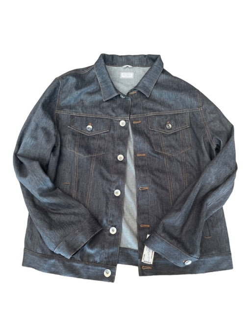 Brunello Cucinelli Like New Size 56 Dark Wash Cotton Solid Trucker Men's Jacket 56