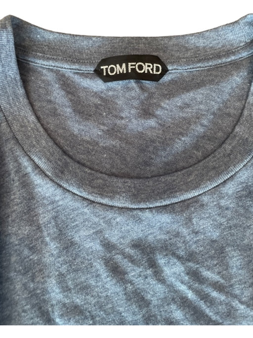Tom Ford Size 58 Navy Cotton Solid Crew Neck T Shirt Men's Short Sleeve 58