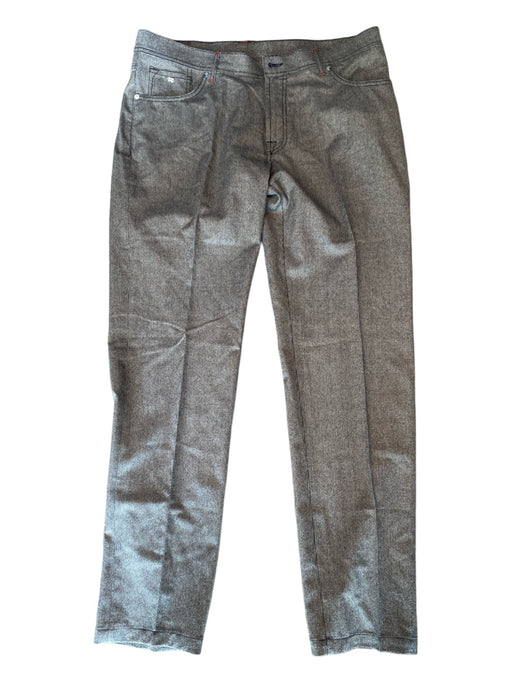 Pescarlo Size 54 Brown & Beige Print Wool Blend Micro Houndstooth Dress Pants 54
