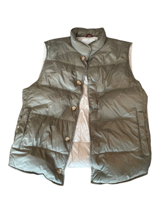 Brunello Cucinelli Like New Size XXL Olive Synthetic Solid Puffer Vest Jacket XXL