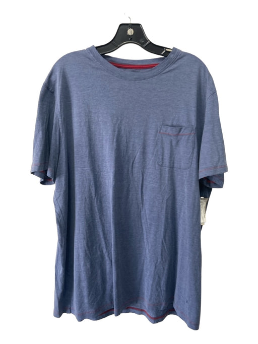Isaia Size XXL Blue Cotton Solid T Shirt Men's Short Sleeve XXL