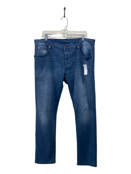 Isaia Size 54 Blue Cotton Blend Solid Jean Men's Pants 54