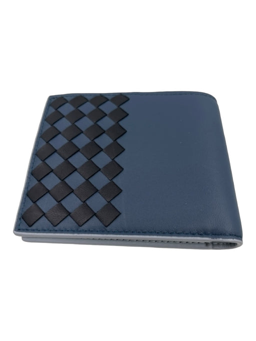 Bottega Veneta New Brown & Blue Leather Woven Accent Bi Fold Men's Wallet