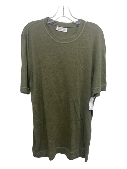 Brunello Cucinelli Size Est XXL Green Cotton Blend Solid T shirt Short Sleeve Est XXL