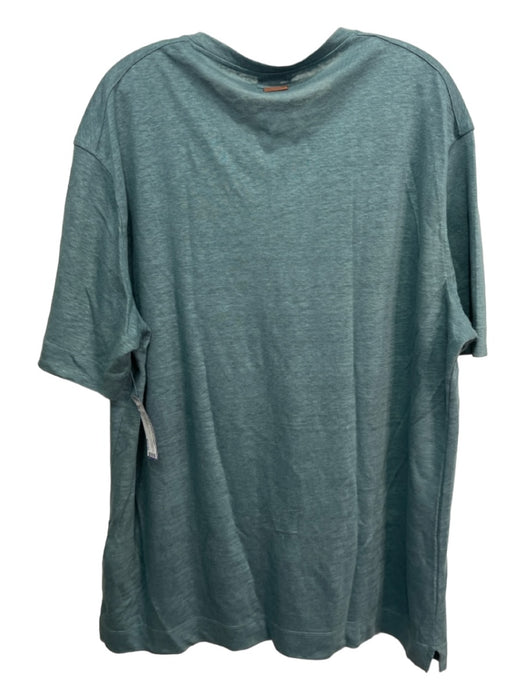 Zegna Size XL Teal Cotton Blend Solid T shirt Crew Men's Short Sleeve XL