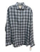 Brunello Cucinelli Size XXL Blue & White Cotton Plaid Men's Long Sleeve Shirt XXL