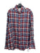 Brunello Cucinelli Size XXL Blue & Red Linen Blend Plaid Men's Long Sleeve Shirt XXL