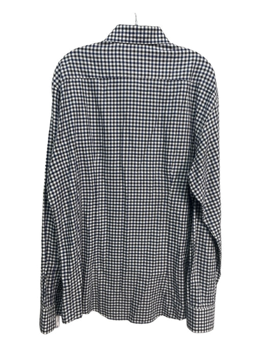 Ferragamo Size XXL Blue & Black Cotton Plaid Button Down Men's Long Sleeve Shirt XXL