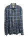 Brunello Cucinelli Size XXL Blue & White Cotton Plaid Men's Long Sleeve Shirt XXL