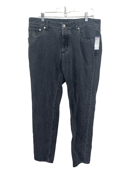 Brunello Cucinelli Size 52 Faded Black Cotton Blend Solid Jean Men's Pants 52