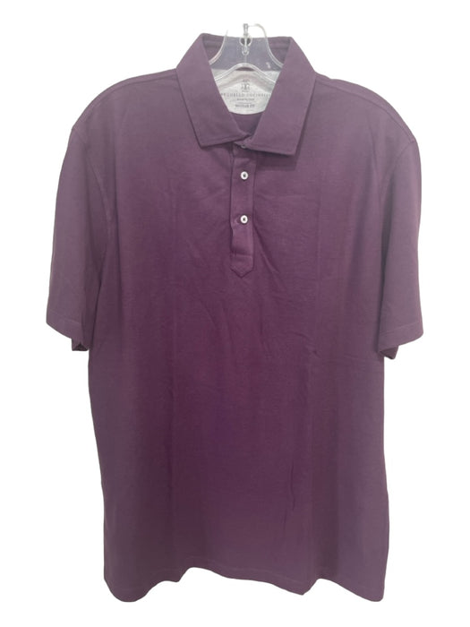 Brunello Cucinelli Size 54 Plum Cotton Solid Polo Men's Short Sleeve 54