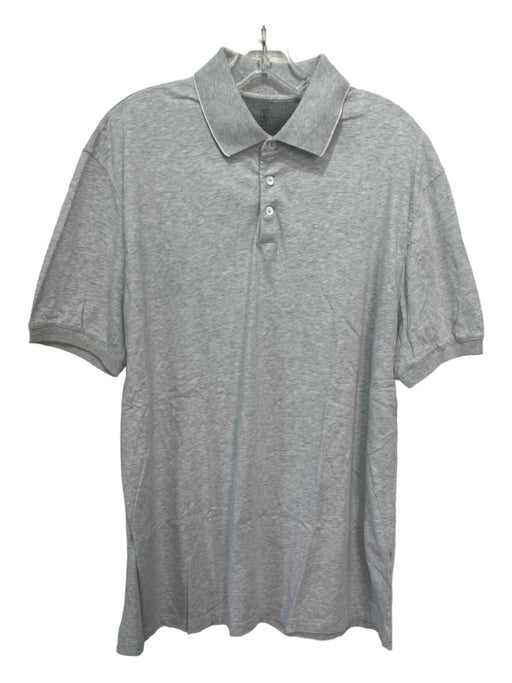 Brunello Cucinelli Size 56 Light Gray Cotton Solid Polo Men's Short Sleeve 56