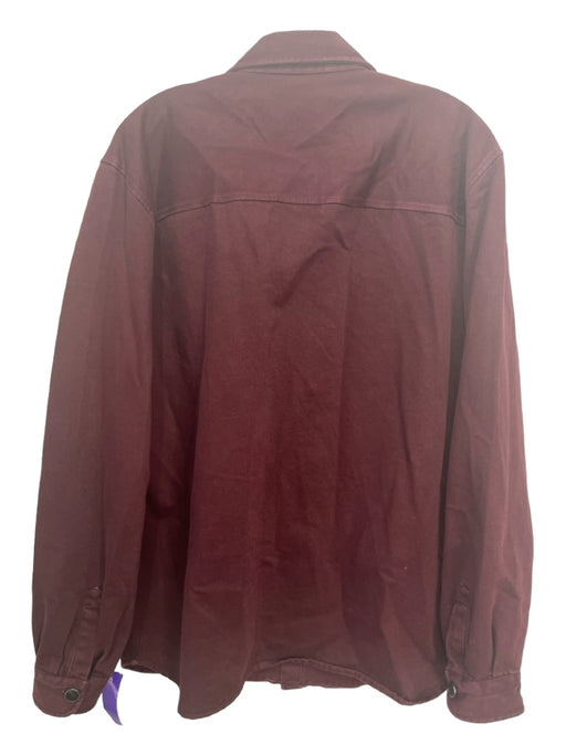 Isaia Size XXL Wine Cotton Blend Solid Work Jacket Men's Jacket XXL