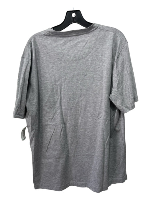 Canali Size 56 Gray Cotton Blend Solid T shirt Crew Men's Short Sleeve 56