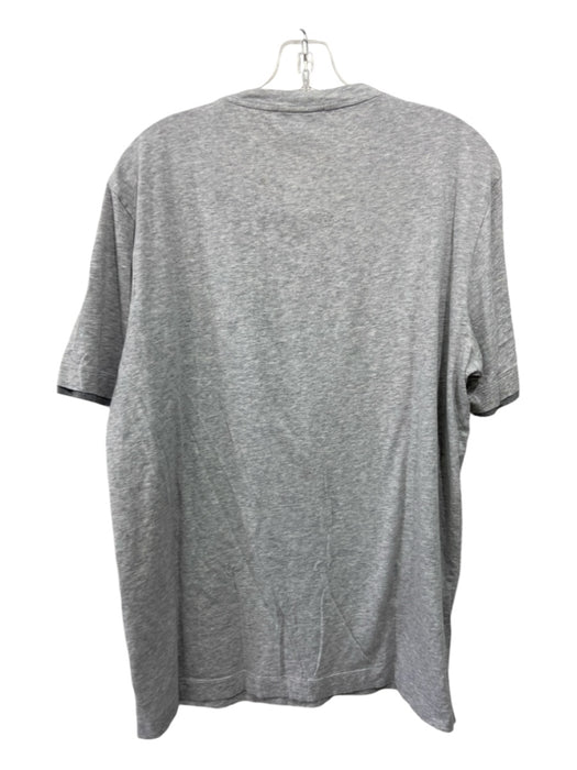 Canali Size 54 Gray Cotton Blend Solid T shirt Crew Men's Short Sleeve 54