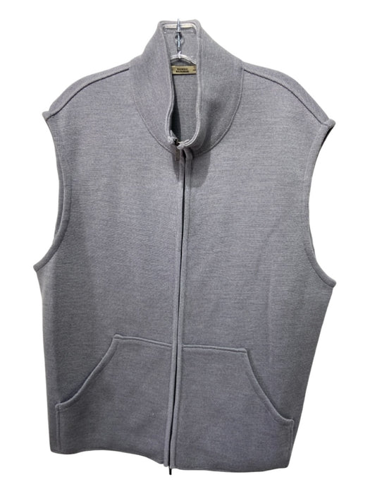 Maurizio B. Size XXL Light Gray Cotton Blend Solid Vest Men's Jacket XXL