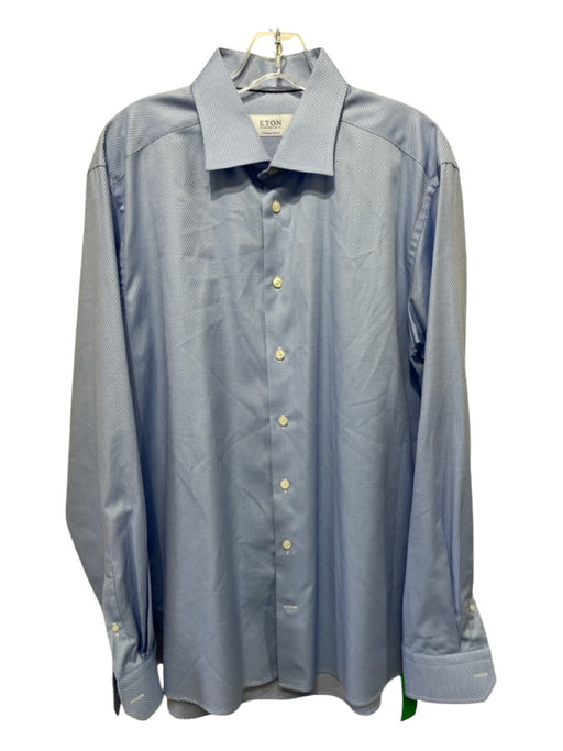 Eton Size 17 Blue Cotton Solid Button Down Men's Long Sleeve Shirt 17