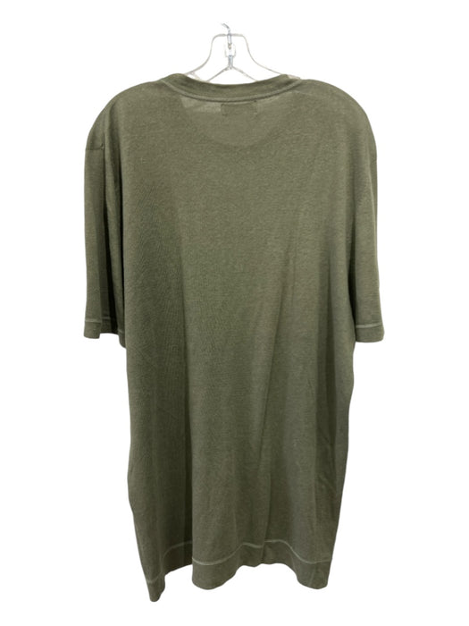 Brunello Cucinelli Size XXL Olive Cotton Blend Solid T shirt Crew Short Sleeve XXL