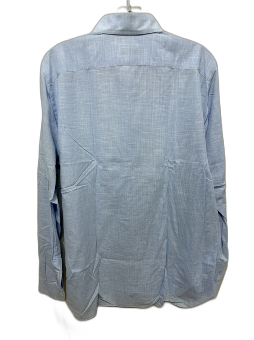 Isaia Size 16 Blue & White Cotton Plaid Button Down Men's Long Sleeve Shirt Blue & White / 16