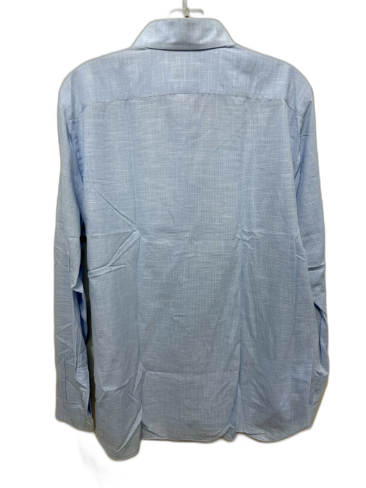 Isaia Size 16 Blue & White Cotton Plaid Button Down Men's Long Sleeve Shirt Blue & White / 16