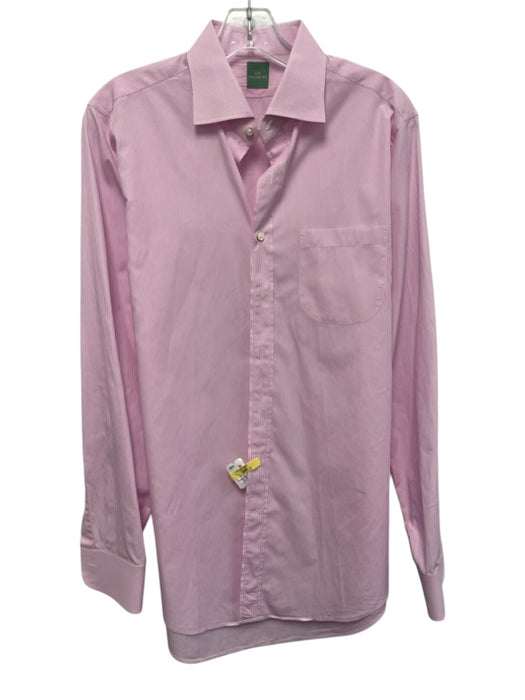 Sid Mashburn Size 15.5 Pink & White Cotton Striped Button Up Long Sleeve Shirt Pink & White / 15.5