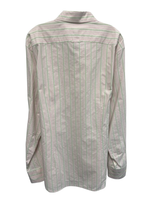Paul Smith Size L Pink & Green Cotton Striped Button Up Men's Long Sleeve Shirt Pink & Green / L