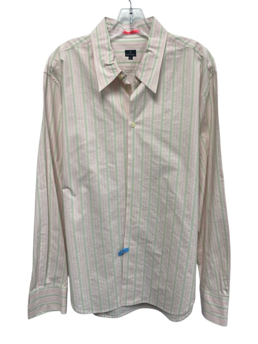 Paul Smith Size L Pink & Green Cotton Striped Button Up Men's Long Sleeve Shirt Pink & Green / L