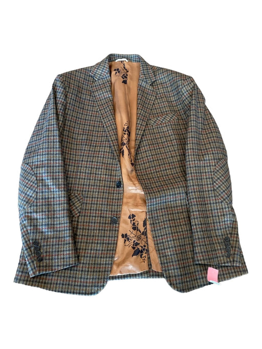 Billy Reid Green & Multi Wool Blend Plaid 2 Button Men's Blazer 44
