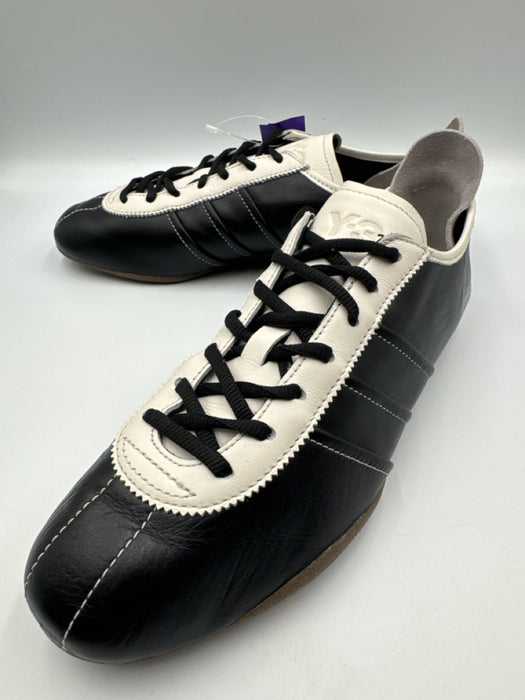 Y-3 Adidas Shoe Size 9 Black & White Leather Lace Up Low Top Sneakers