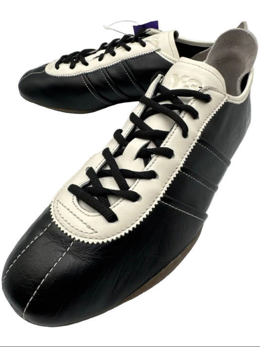 Y-3 Adidas Shoe Size 9 Black & White Leather Lace Up Low Top Sneakers