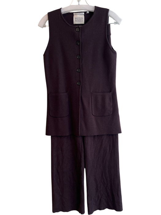Scotch & Soda Size Mixed Brown Rayon Blend Knit Vest Front Pocket Pant Set Brown / Mixed