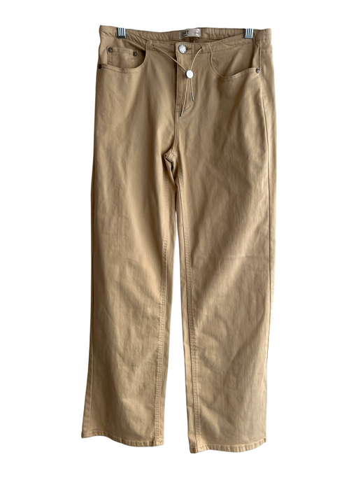 Oat Size 26 Yellow Cotton Blend Drawstring Waist Zip Up Wide Leg 5 Pocket Jeans Yellow / 26