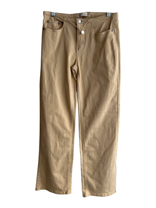 Oat Size 26 Yellow Cotton Blend Drawstring Waist Zip Up Wide Leg 5 Pocket Jeans Yellow / 26