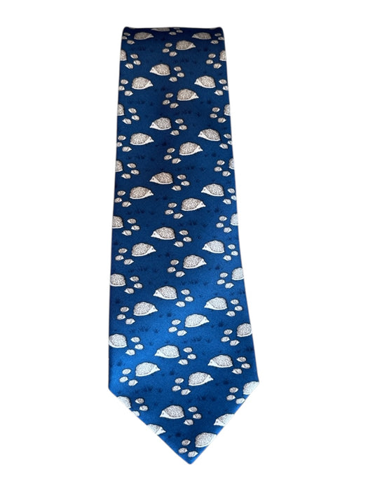 Hermes Blue, Brown & Cream Silk Animal Print Men's Ties Blue, Brown & Cream