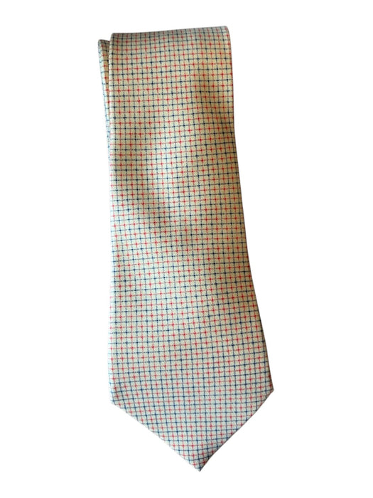 Hermes Yellow, Red, Blue Silk Grid Men's Ties Yellow, Red, Blue