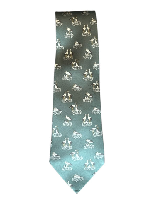 Hermes Green & Multi Silk Birds Men's Ties Green & Multi