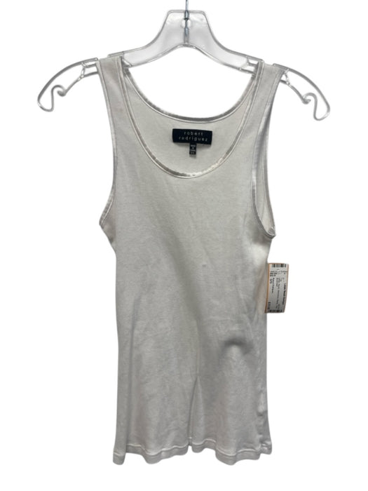 Robert Rodriguez Size 0/S White Rayon Sleeveless Ribbed Tank Top White / 0/S