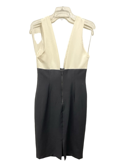 Alice + Olivia Size 10 Black & White Acetate Blend Color Block Double V Dress Black & White / 10