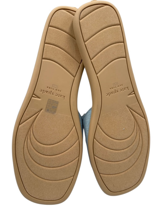 Kate Spade Shoe Size 10 Light Blue & Tan Textile Denim Rosette Frayed Edge Flats Light Blue & Tan / 10