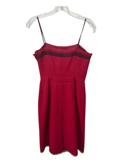 Prada Size 44 Red Wool Strapless Grosgrain Ribbon Detail Bow Below knee Dress Red / 44