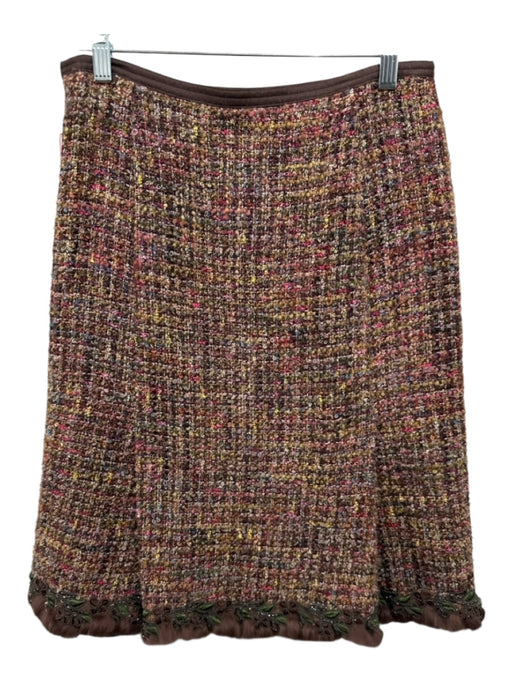 Cynthia Cynthia Steffe Size 4 Brown, Pink, Green Wool Blend Side Zip Skirt Brown, Pink, Green / 4