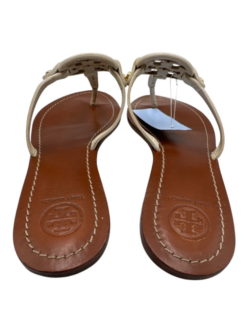 Tory Burch Shoe Size 8 Cream & Brown shearling Wood Dragon Brass Hardware Clogs Cream & Brown / 8