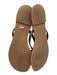 Tory Burch Shoe Size 7 Navy Blue & Brown Leather Logo Thong Sandals Navy Blue & Brown / 7