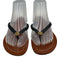 Tory Burch Shoe Size 7 Navy Blue & Brown Leather Logo Thong Sandals Navy Blue & Brown / 7
