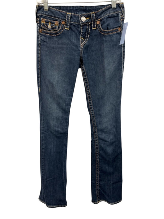 True Religion Size 26 Medium Wash Cotton Blend Contrast Stitch Low Rise Jeans Medium Wash / 26